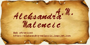 Aleksandra Malenčić vizit kartica